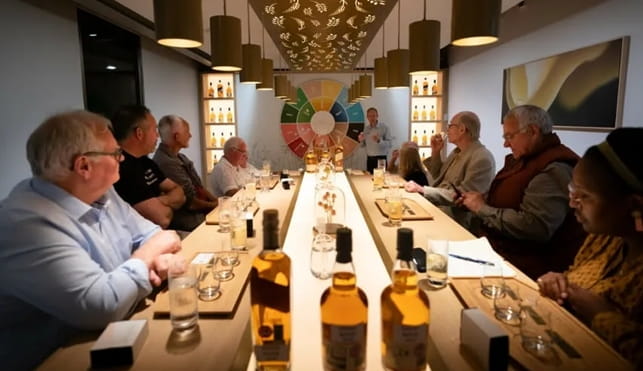 group of people tasting wine